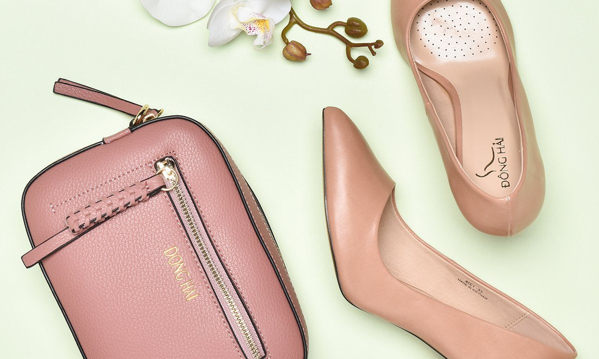 Giày cao gót nữ Đông Hải G85E1 và Túi xách nữ Đông Hải 17299