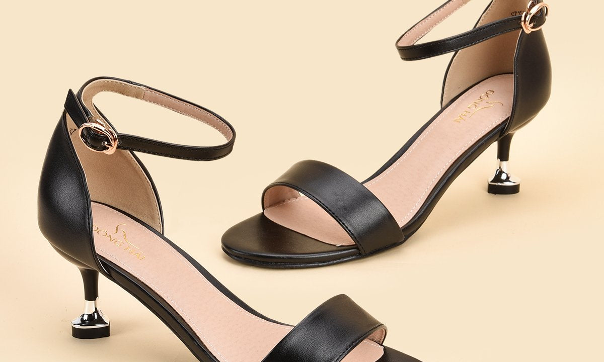 Giày Sandal Nữ Cao Gót Đông Hải S7155 Đen