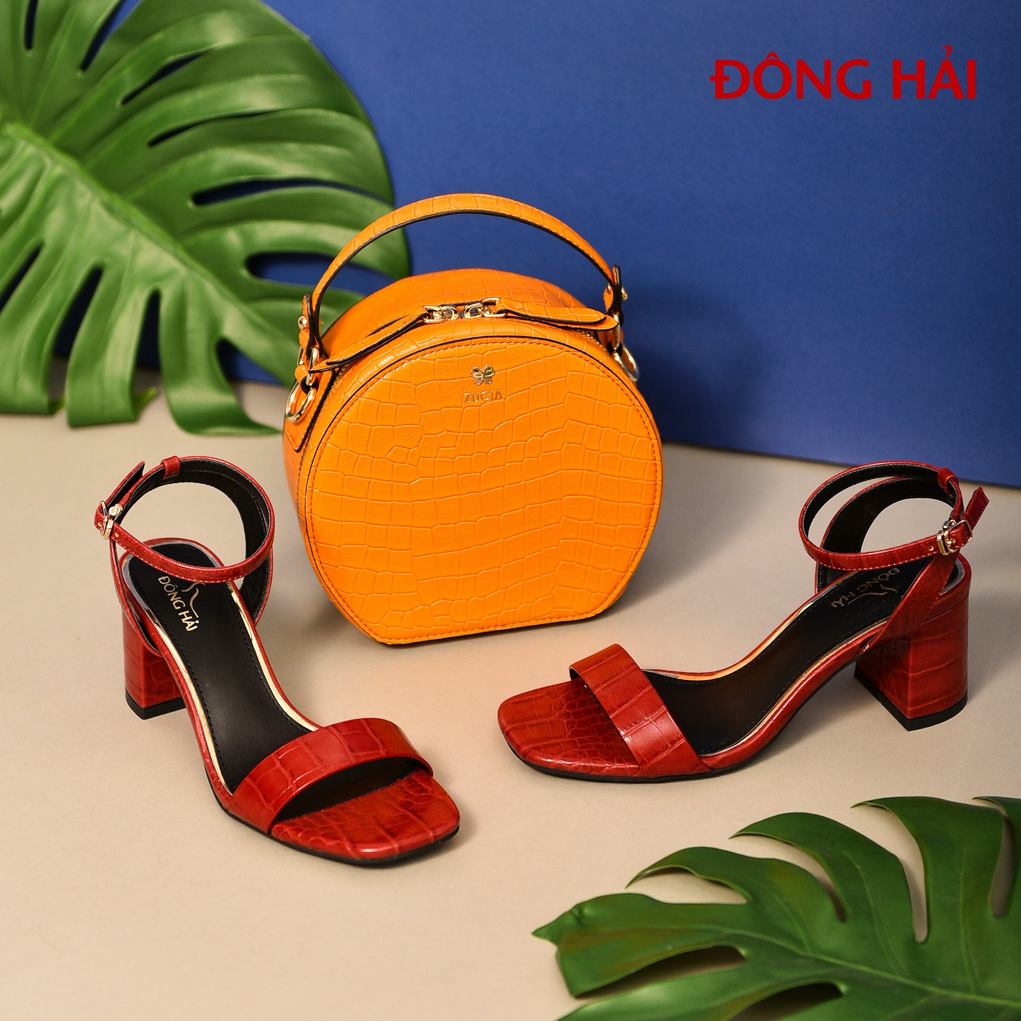 Giày Sandal Nữ Cao Gót Đông Hải S85N5 Đỏ