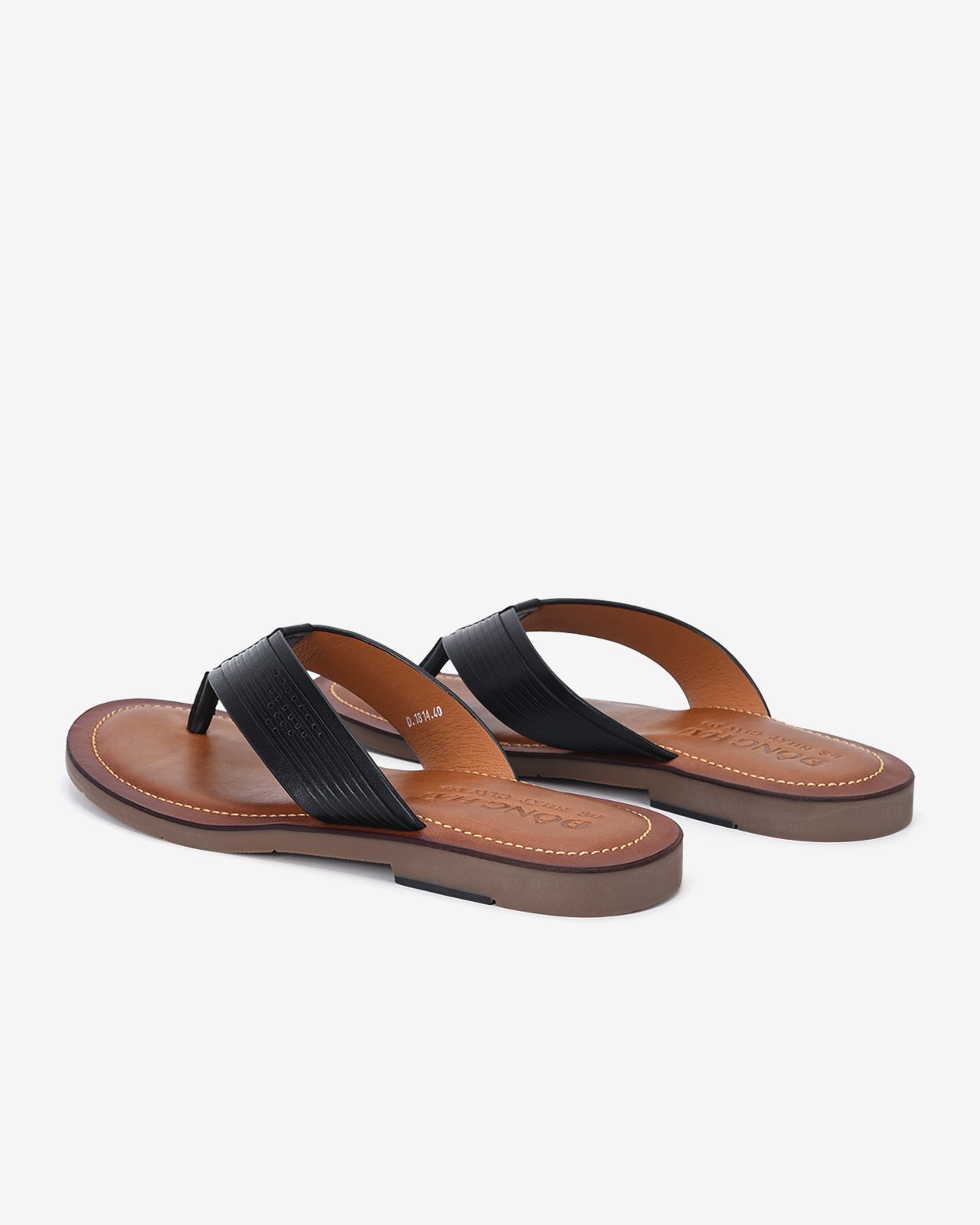 Dép Kẹp Da Dập Vân Sọc-D1814Đen Color2