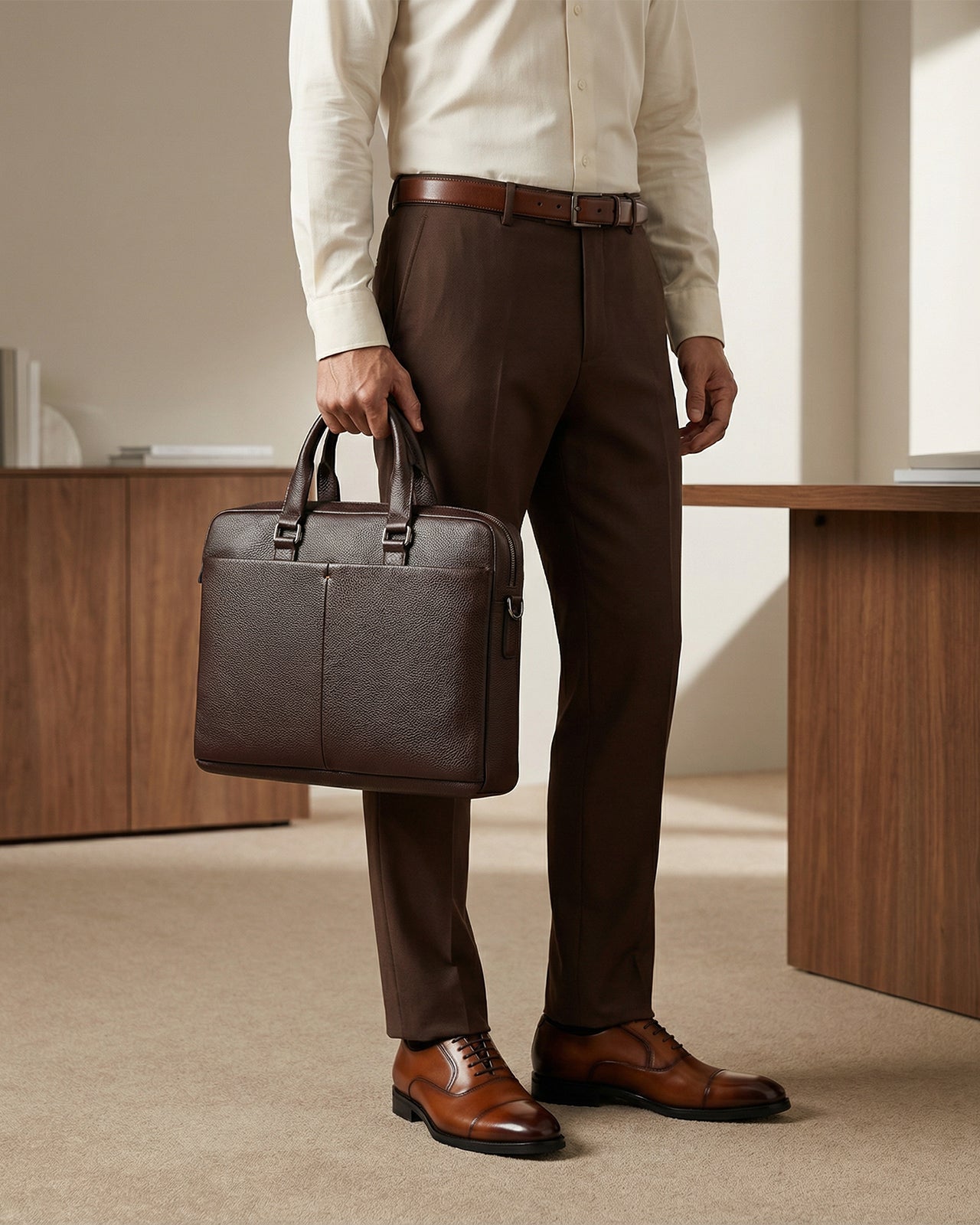 Túi Xách Tay Cao Cấp Zuciani Modern Spirit N01-LF01Nâu Color1