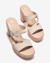 Dép Cao Gót Nữ Đông Hải Đế Vuông Vân Gỗ Quai Xoắn-D32G9-Kem Color1