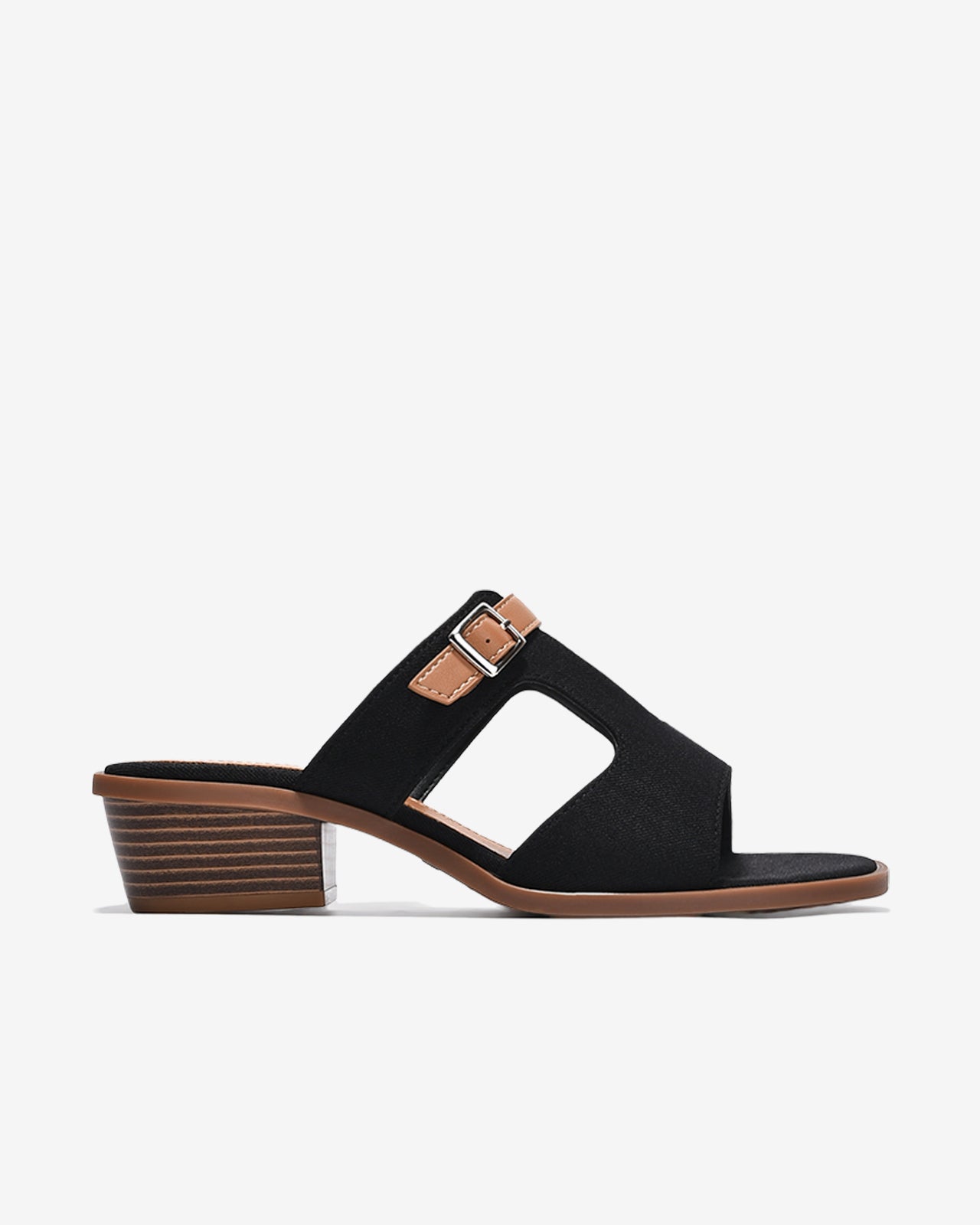 Dép Cao Gót Đông Hải Quai T-Strap-D32H2-Đen Color1First