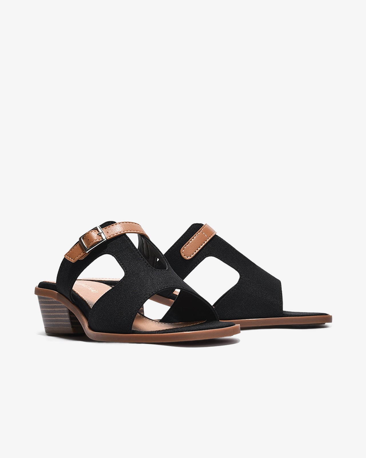 Dép Cao Gót Đông Hải Quai T-Strap-D32H2Đen Color1