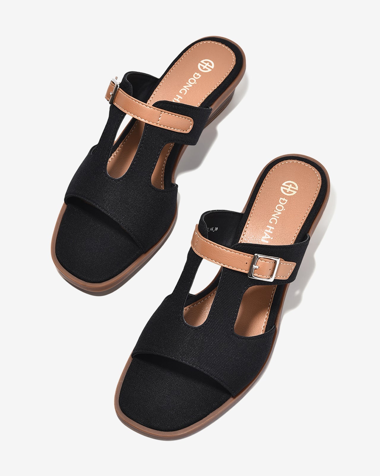 Dép Cao Gót Đông Hải Quai T-Strap-D32H2-Đen Color1