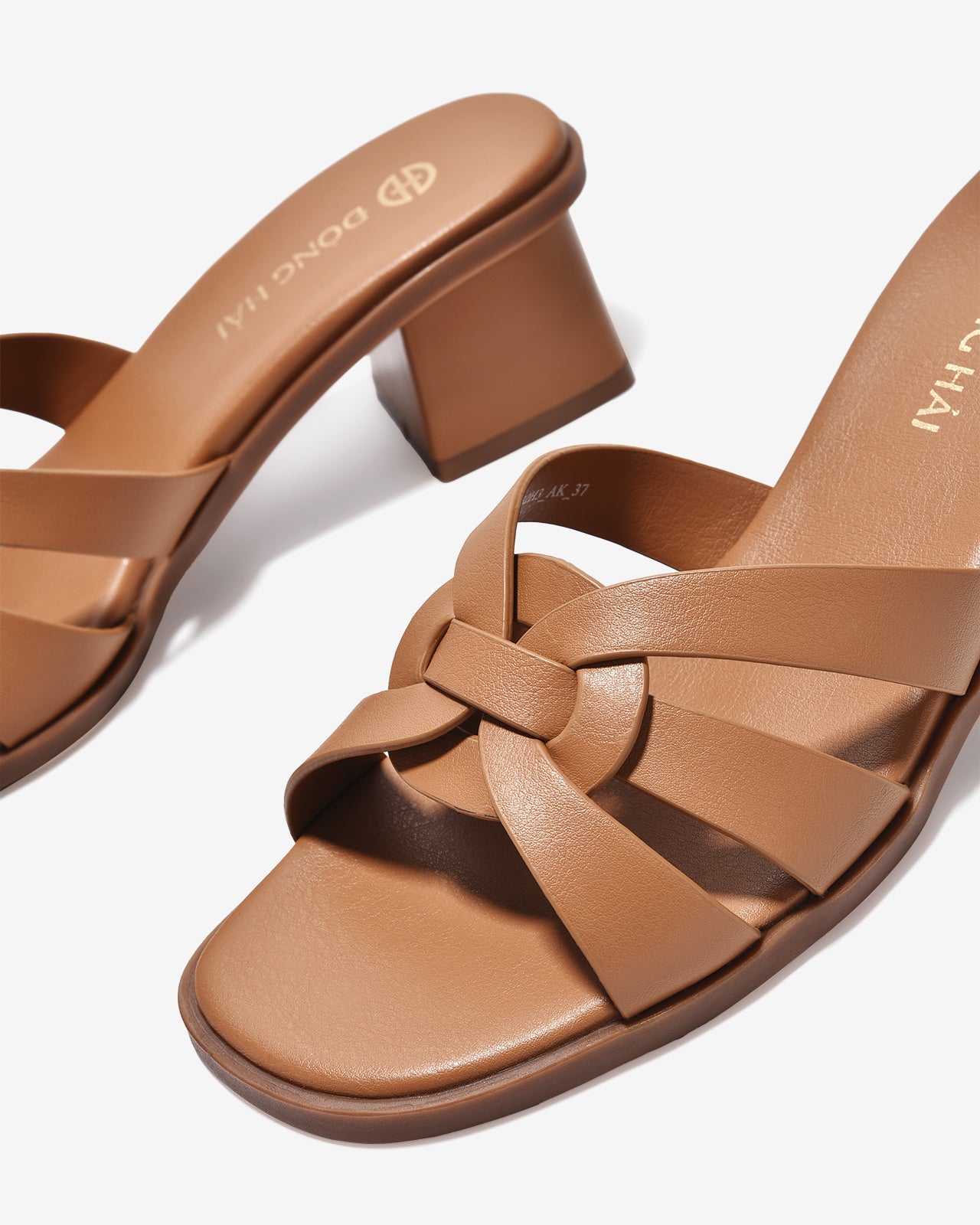 Dép Cao Gót Đông Hải Quai Xoắn Cách Điệu-D32H3-Bò Color1