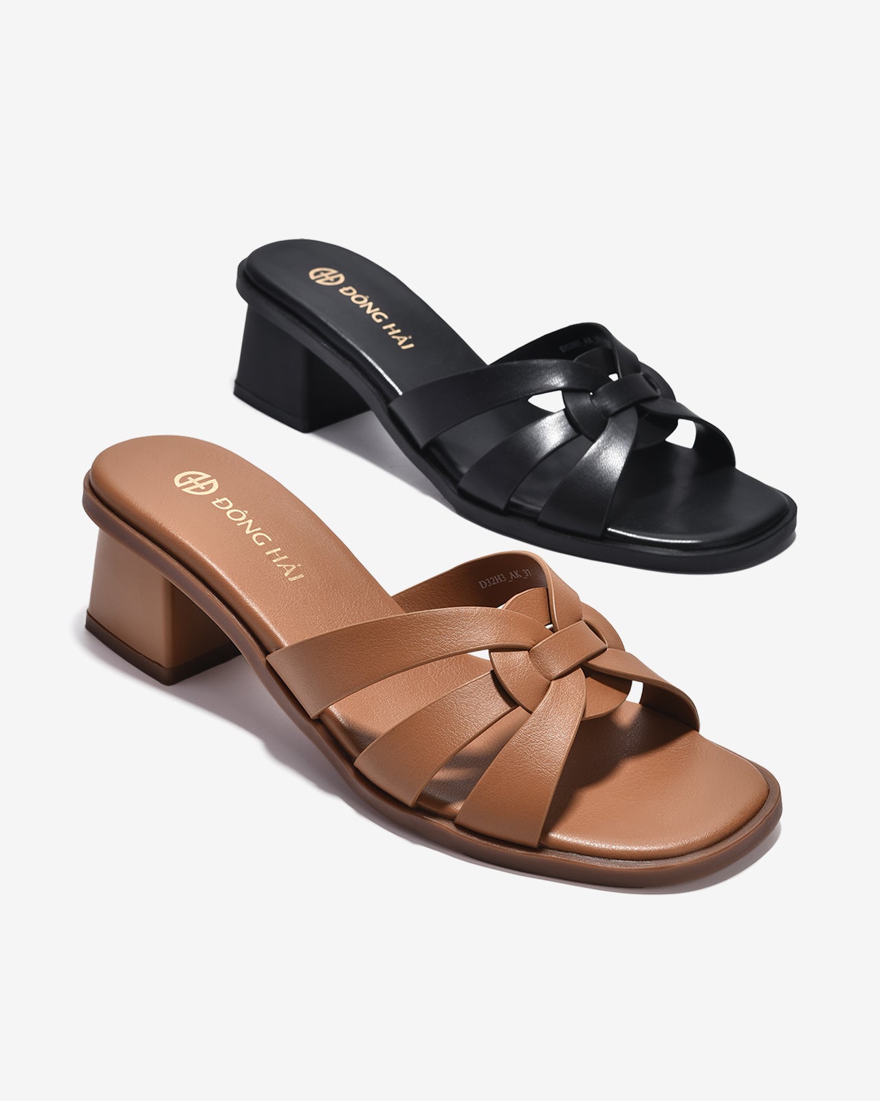 Dép Cao Gót Đông Hải Quai Xoắn Cách Điệu-D32H3-Bò Color1