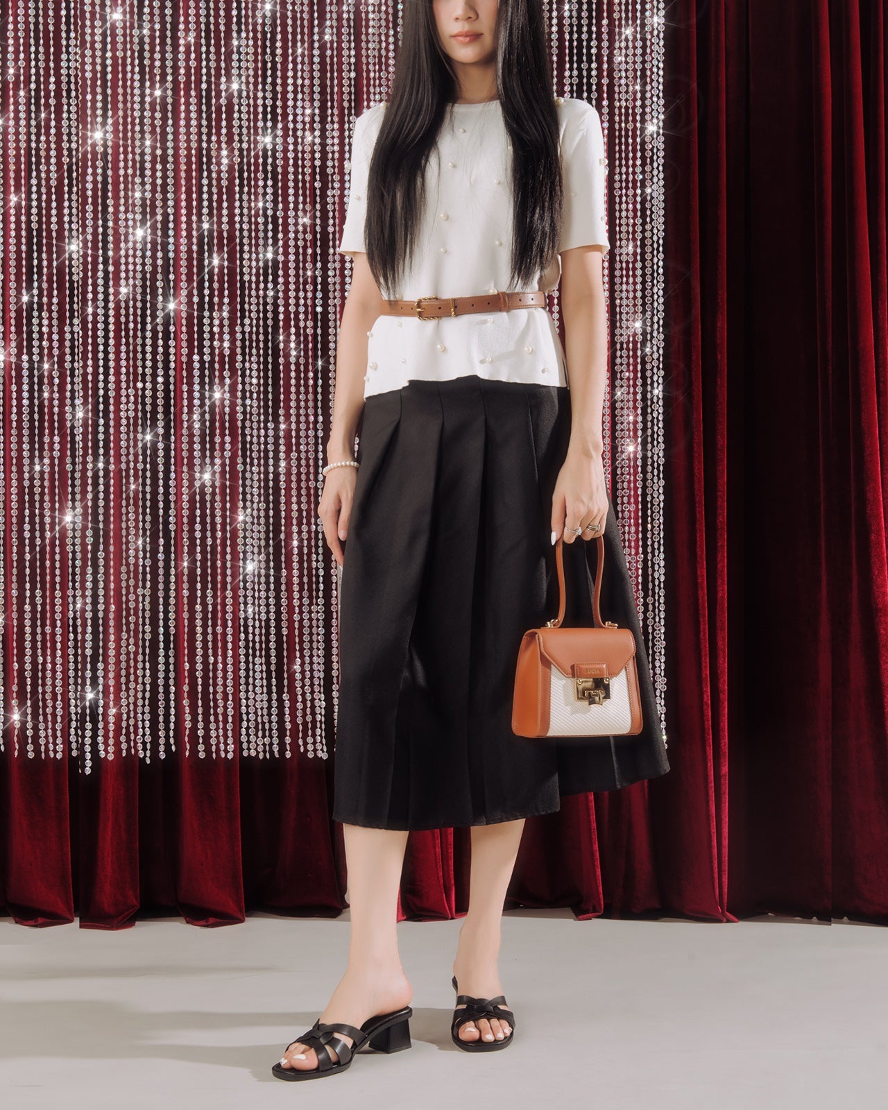 Dép Cao Gót Đông Hải Quai Xoắn Cách Điệu-D32H3Đen Color1