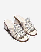 Dép Cao Gót Đông Hải Quai Đan Ngang Phối Ánh Kim-D32H4Kem Color1