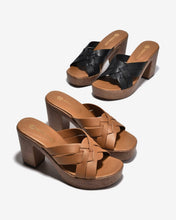 Dép Cao Gót Đông Hải Quai Đôi Đan Đế Phối-D32I9Bò Color1