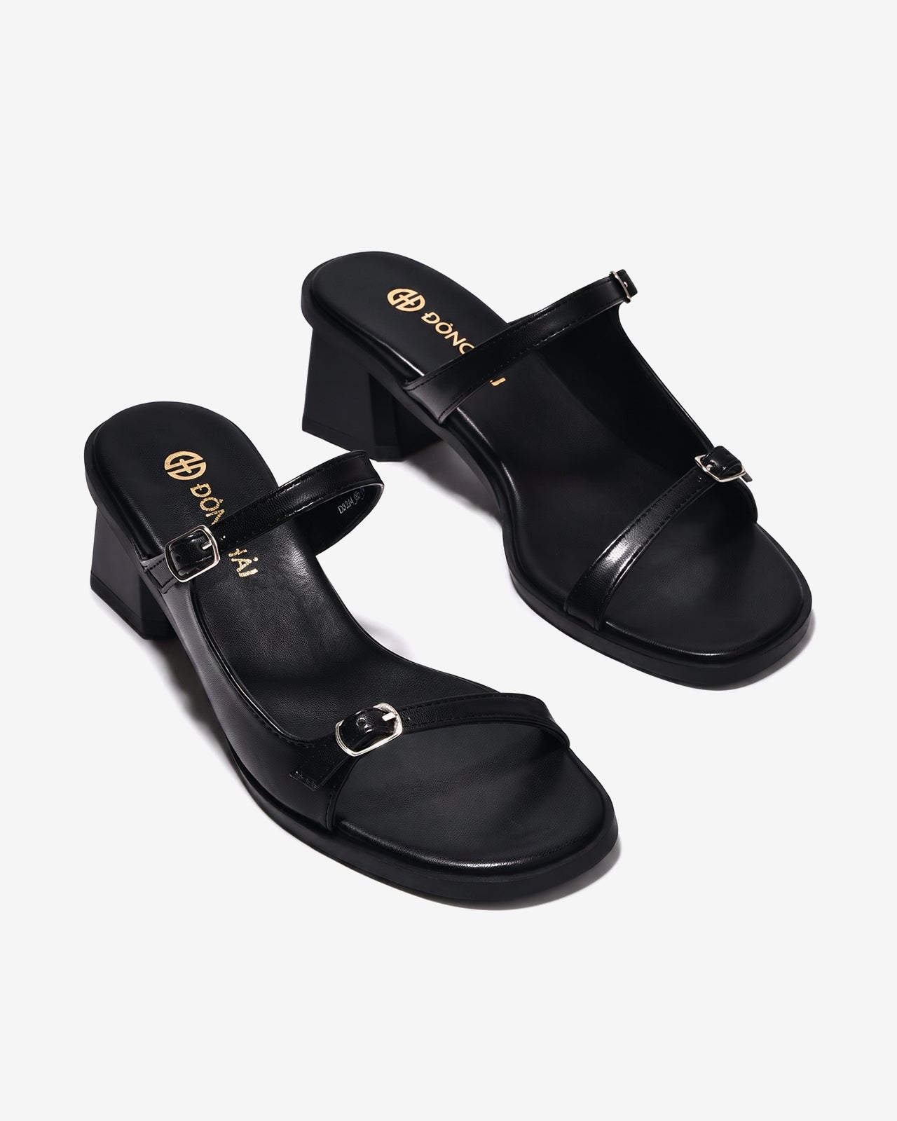 Dép Cao Gót Đông Hải Đế Vuông 6cm Quai Mảnh-D32J4Đen Color1