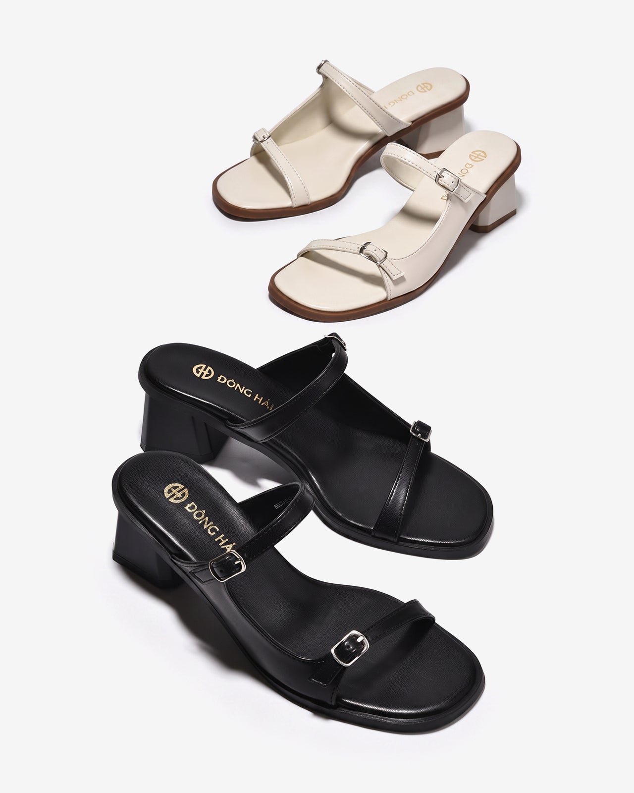 Dép Cao Gót Đông Hải Đế Vuông 6cm Quai Mảnh-D32J4Đen Color1