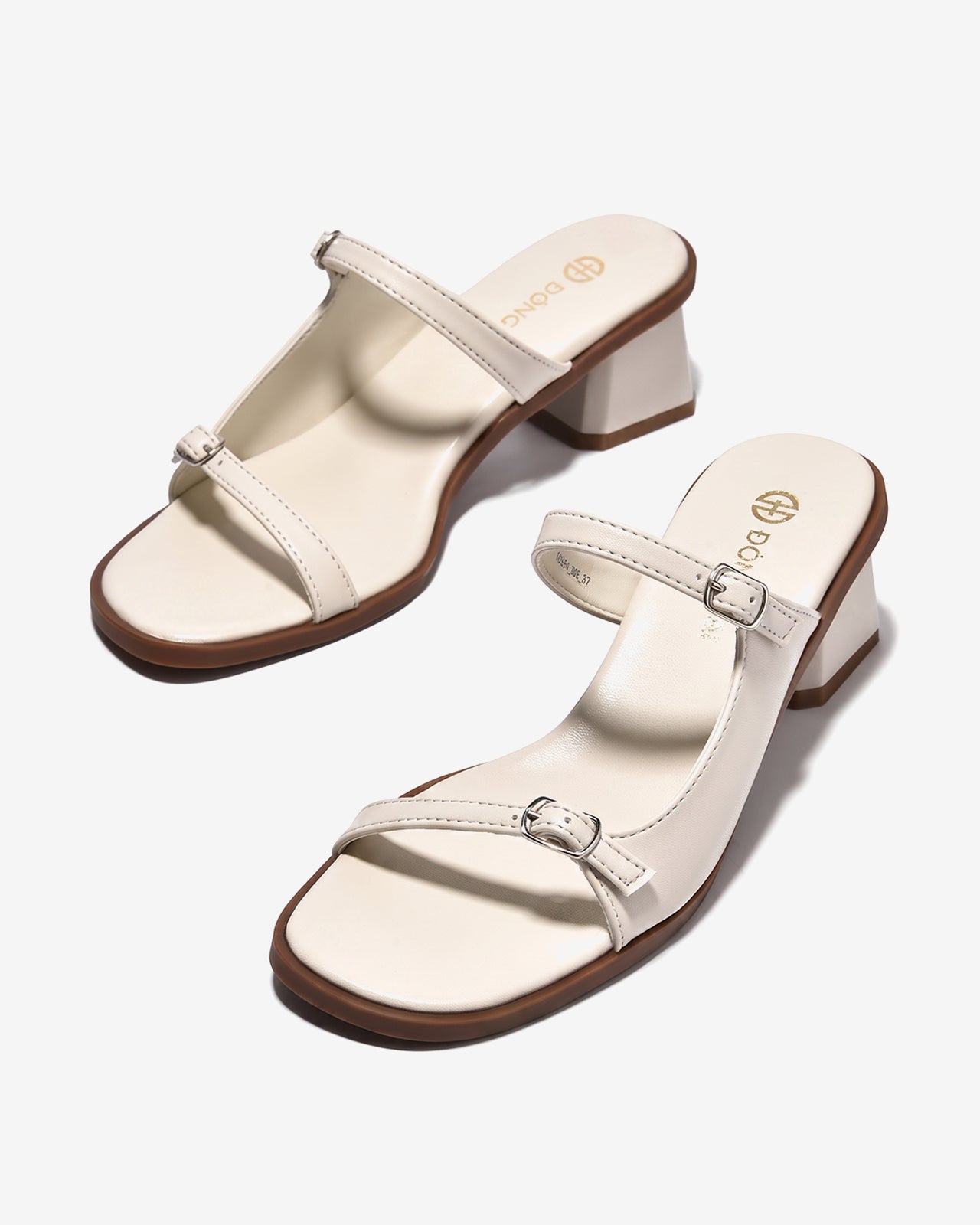 Dép Cao Gót Đông Hải Đế Vuông 6cm Quai Mảnh-D32J4Kem Color1