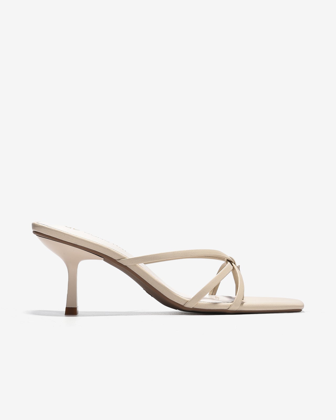 Dép Cao Gót Đông Hải Xoắn Ba Quai-D5837Kem Color1First