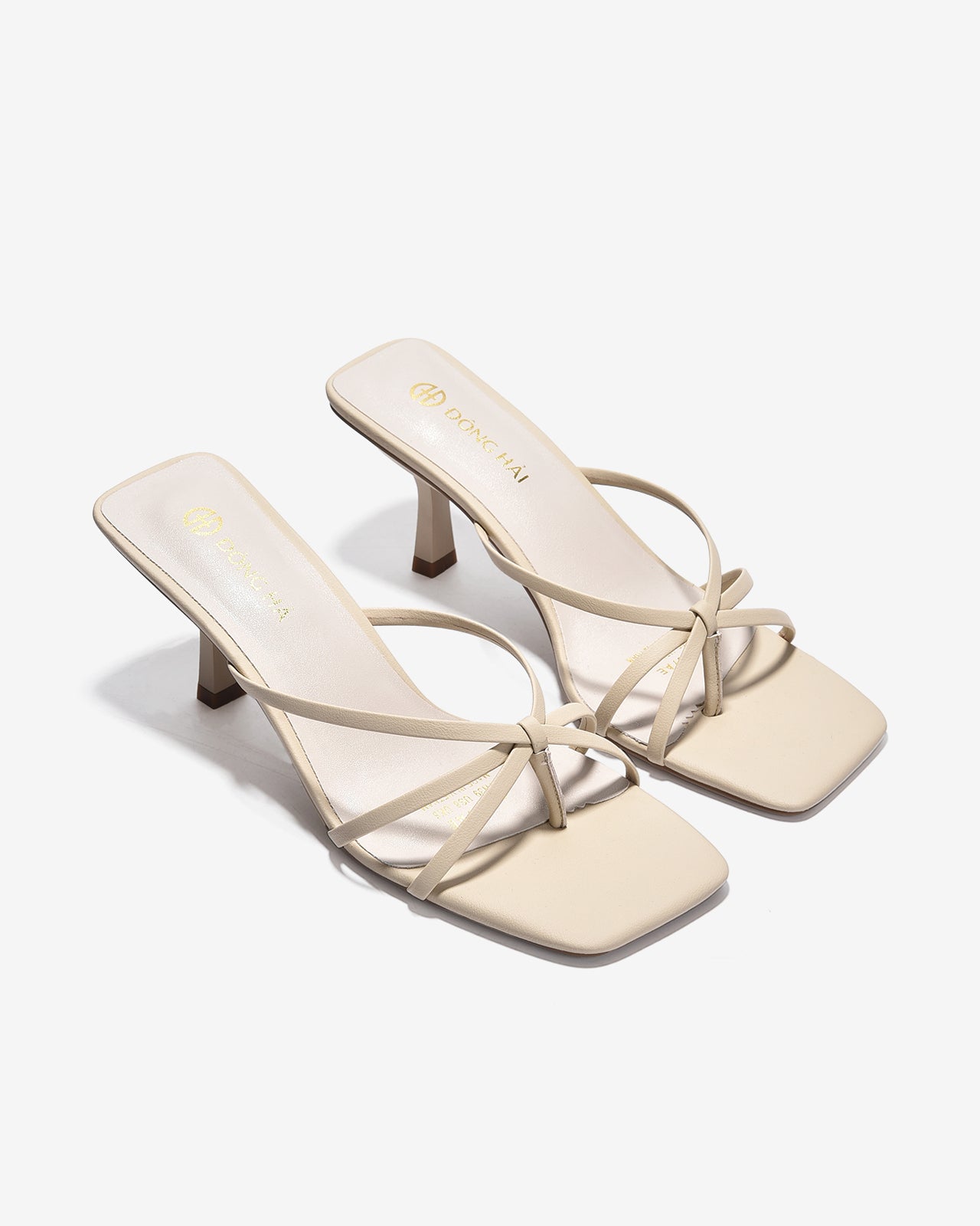 Dép Cao Gót Đông Hải Xoắn Ba Quai-D5837Kem Color1