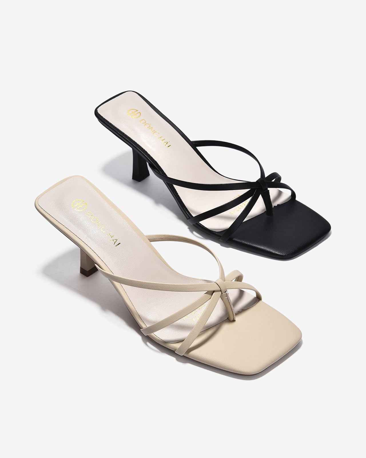 Dép Cao Gót Đông Hải Xoắn Ba Quai-D5837Kem Color1