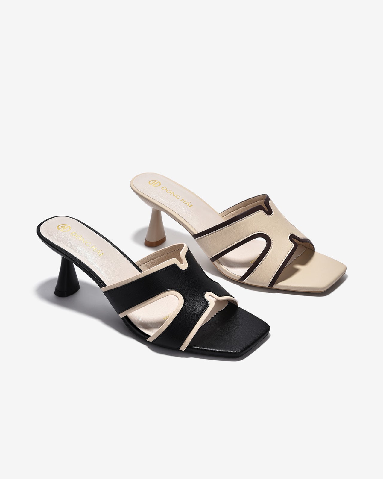 Dép Cao Gót Đông Hải Quai Phối Màu-D5840Đen Color1