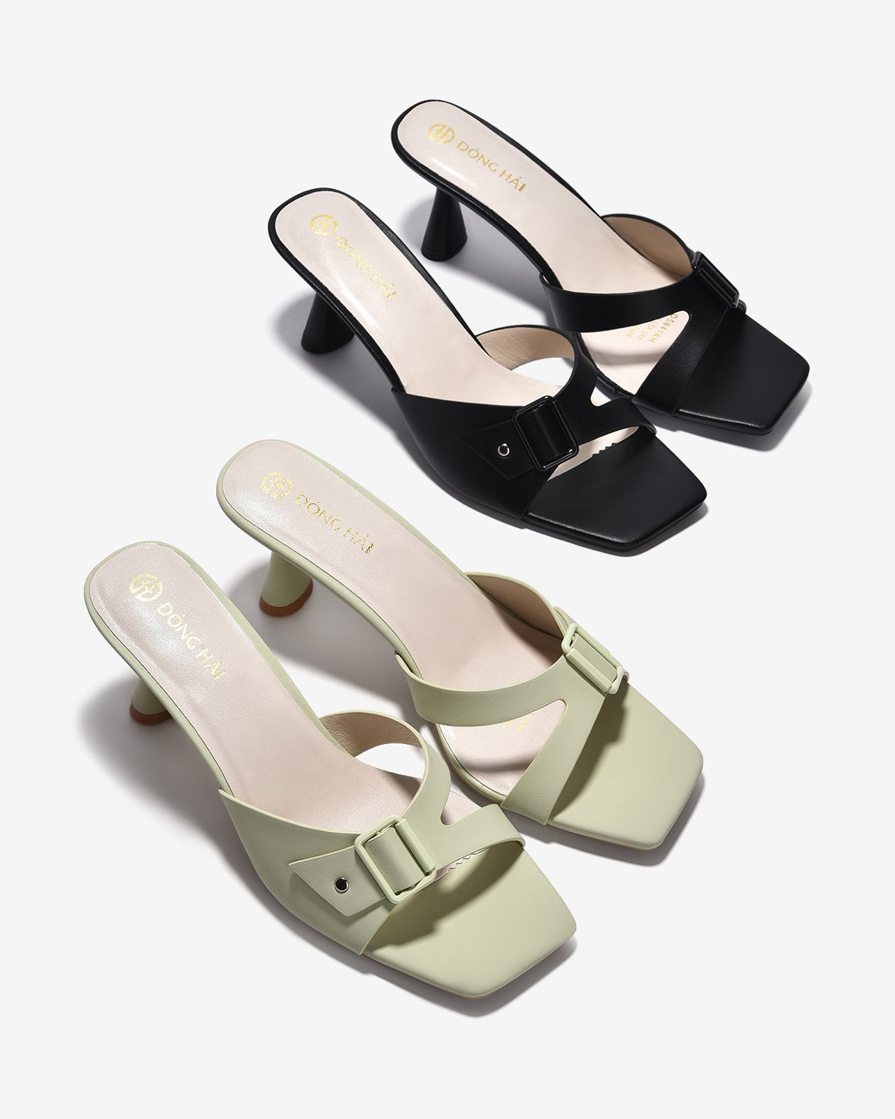 Dép Cao Gót Đông Hải Quai Khóa Cài-D5841Đen Color1