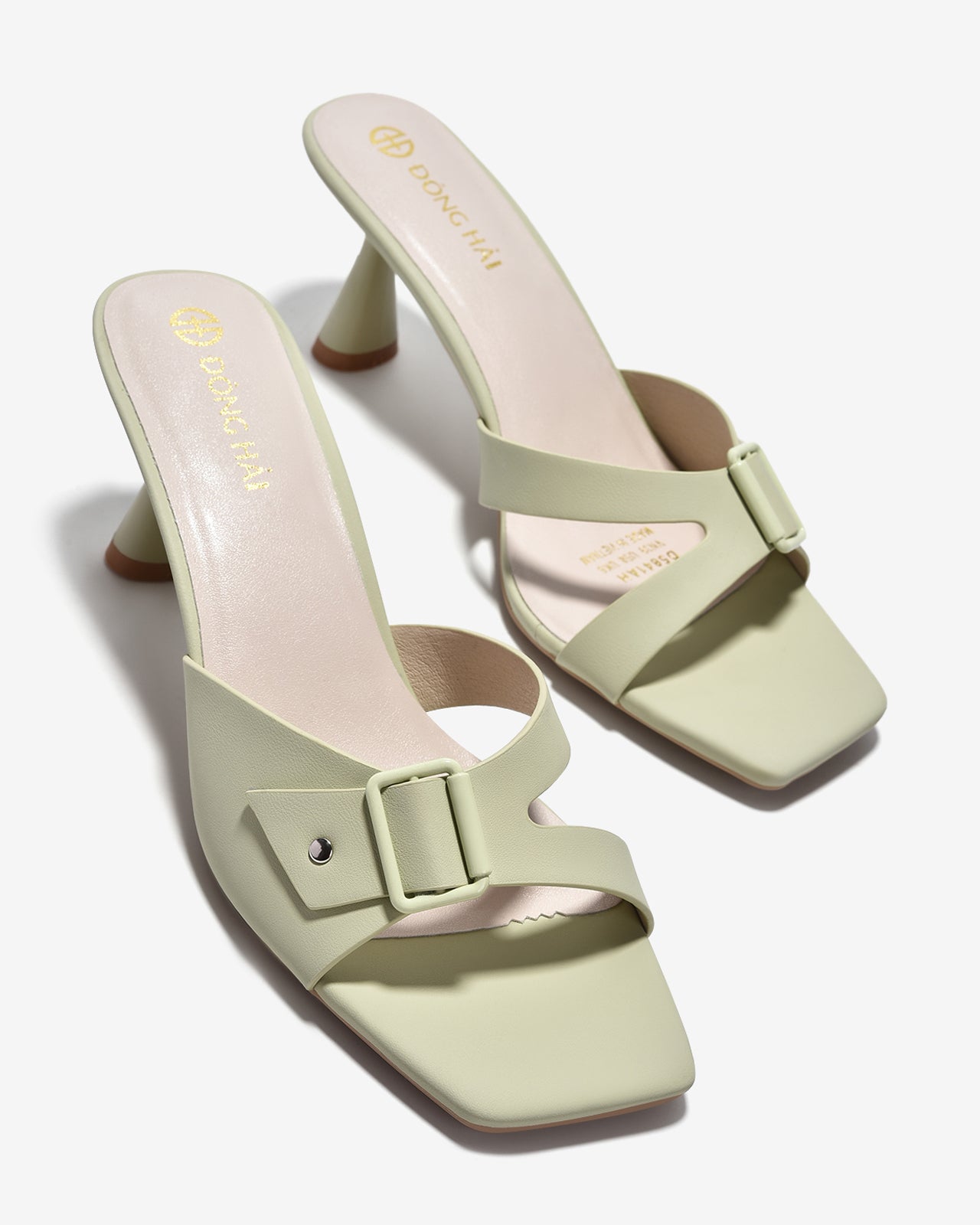 Dép Cao Gót Đông Hải Quai Khóa Cài-D5841Xanh Lá Color1