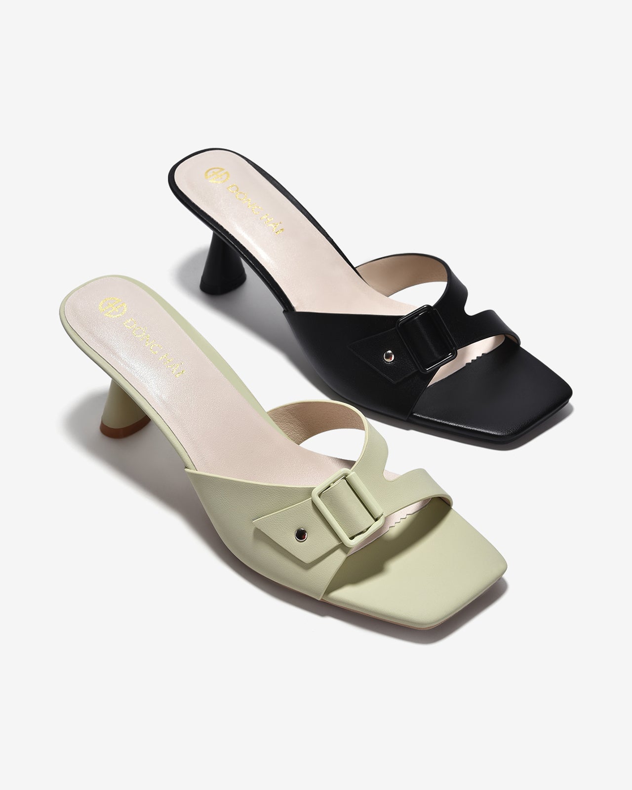 Dép Cao Gót Đông Hải Quai Khóa Cài-D5841Xanh Lá Color1