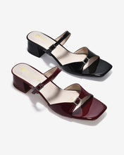 Dép Cao Gót Đông Hải Quai Đôi Khóa Đính Đá-D5842-Đen Bóng Color1
