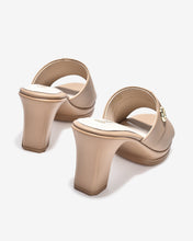 Dép Cao Gót Đông Hải 8cm Quai Bảng To Đính Logo-D5847-Cafe Color1