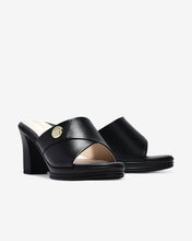 Dép Cao Gót Đông Hải 8cm Quai Bảng To Đính Logo-D5847-Đen Color1