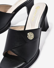 Dép Cao Gót Đông Hải 8cm Quai Bảng To Đính Logo-D5847-Đen Color1