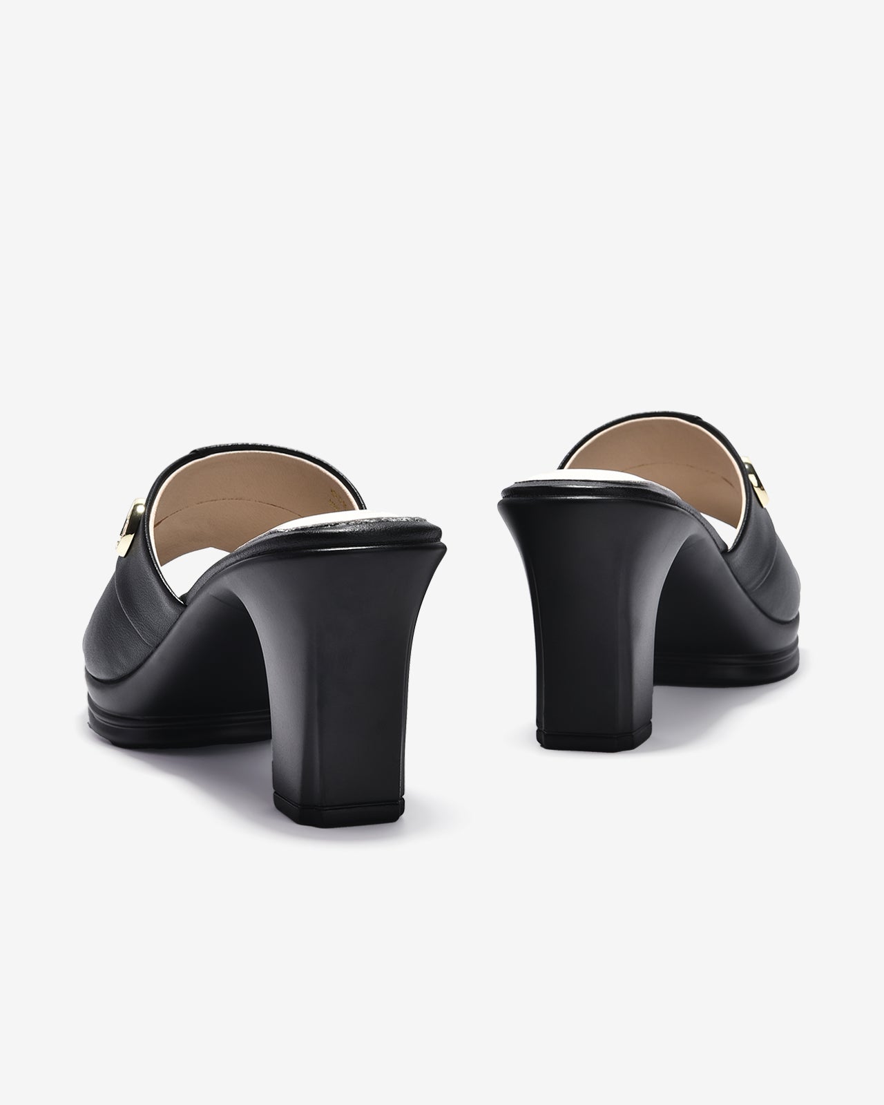 Dép Cao Gót Đông Hải 8cm Quai Bảng To Đính Logo-D5847Đen Color1