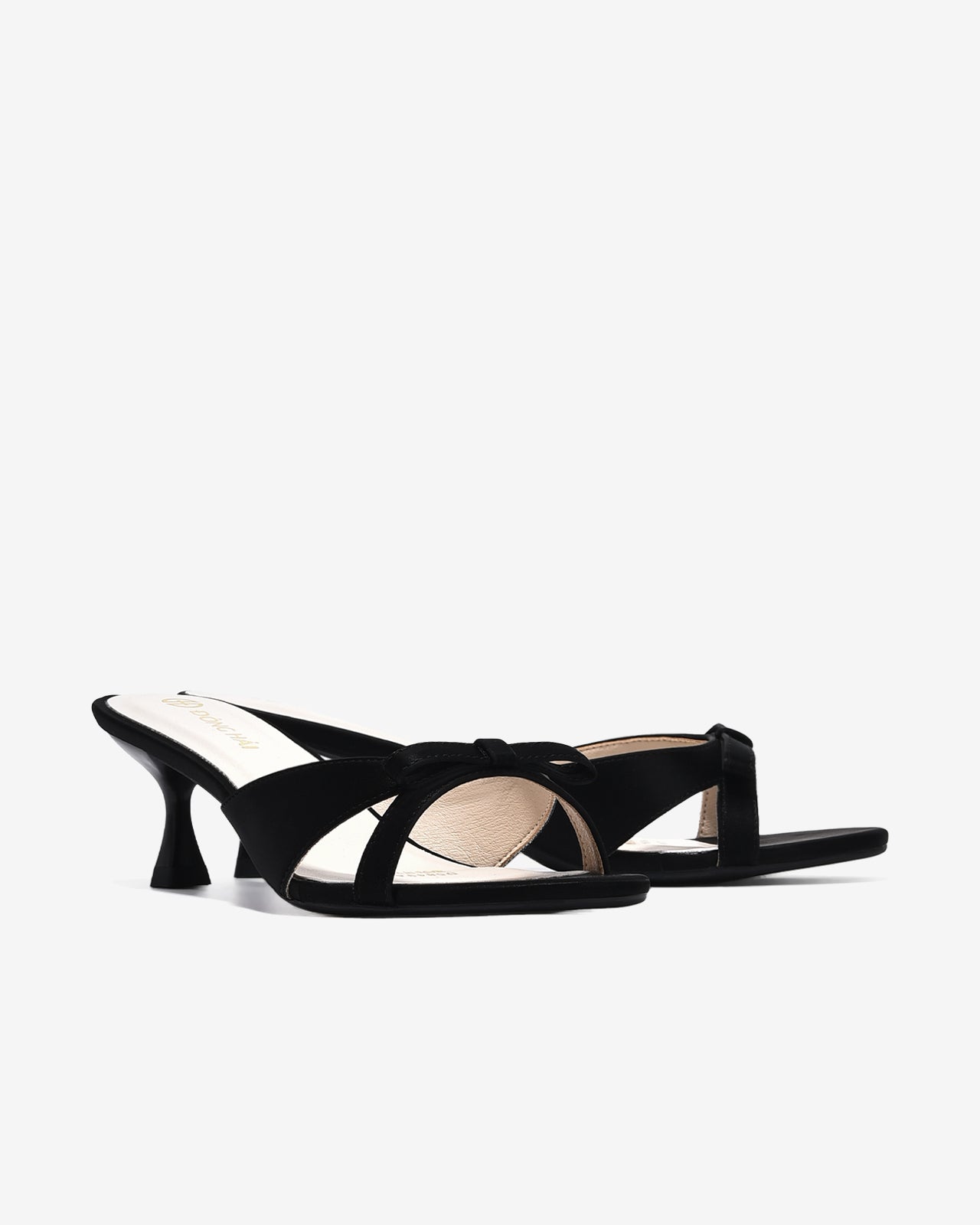 Dép Cao Gót Nữ Đông Hải Quai Đôi Đính Nơ-D5849Đen Color1