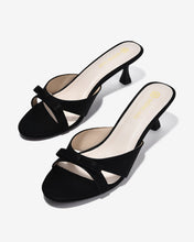 Dép Cao Gót Nữ Đông Hải Quai Đôi Đính Nơ-D5849Đen Color1