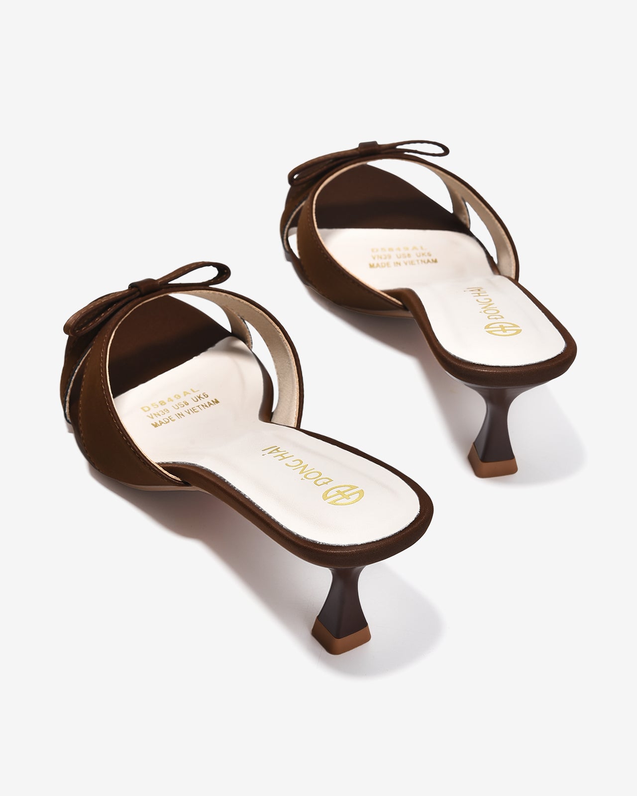 Dép Cao Gót Nữ Đông Hải Quai Đôi Đính Nơ-D5849-Đen Color1