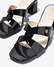 Dép Cao Gót Đông Hải Quai Xoắn Đính Logo-D5851Đen Bóng Color1