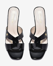 Dép Cao Gót Đông Hải Quai Xoắn Đính Logo-D5851Đen Bóng Color1