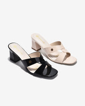 Dép Cao Gót Đông Hải Quai Xoắn Đính Logo-D5851Đen Bóng Color1