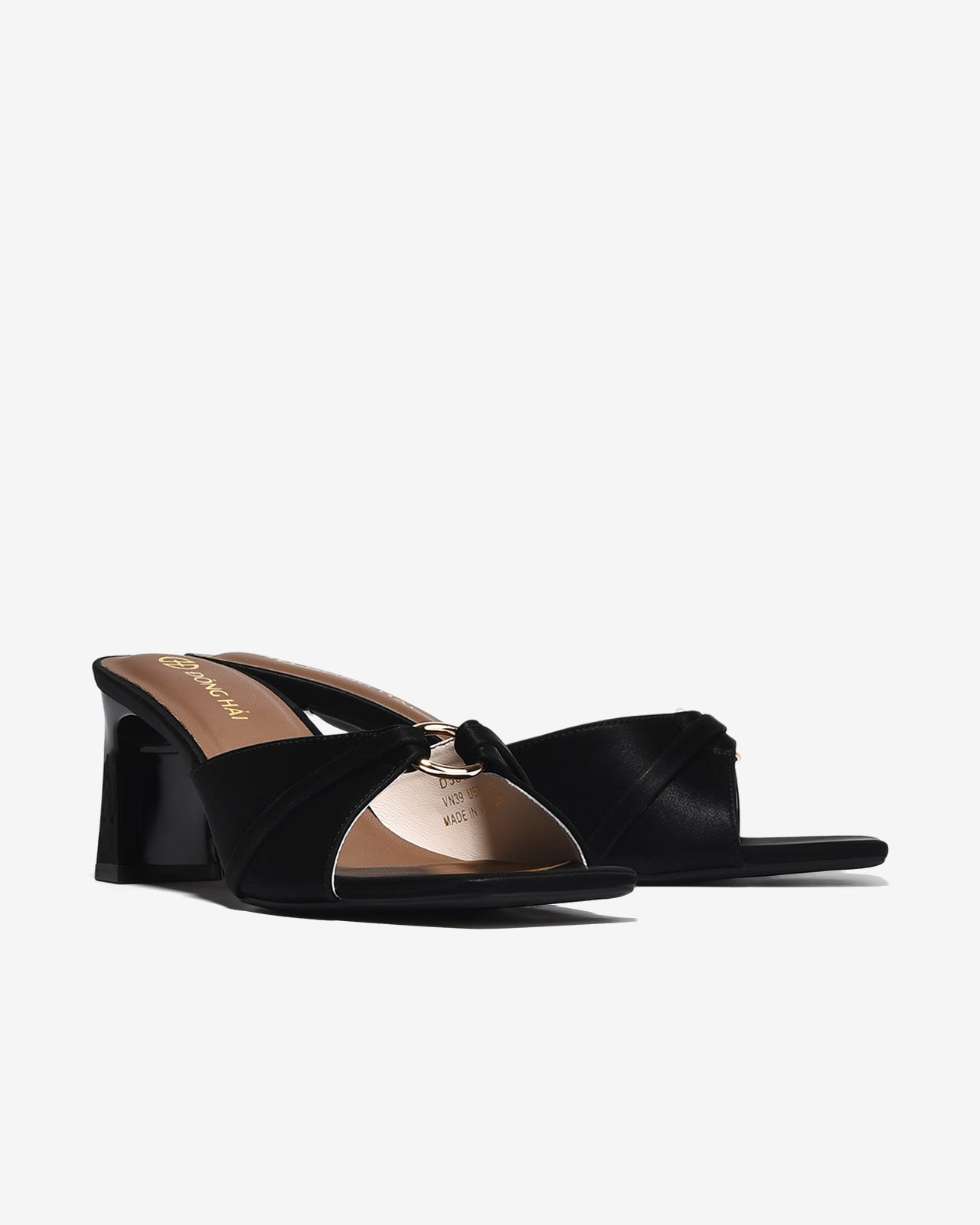 Dép Cao Gót Đông Hải Khóa Khoen Tròn-D5869-Đen Color1