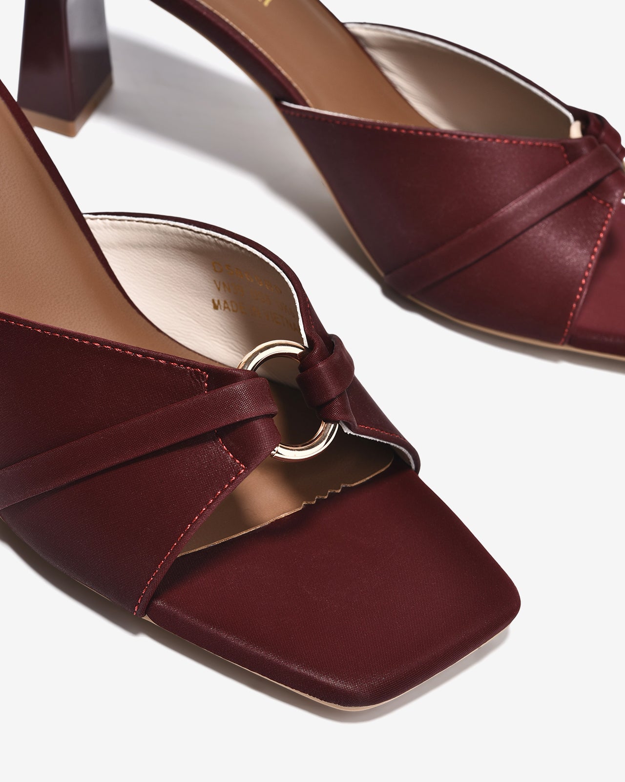 Dép Cao Gót Đông Hải Khóa Khoen Tròn-D5869-Đỏ Color1