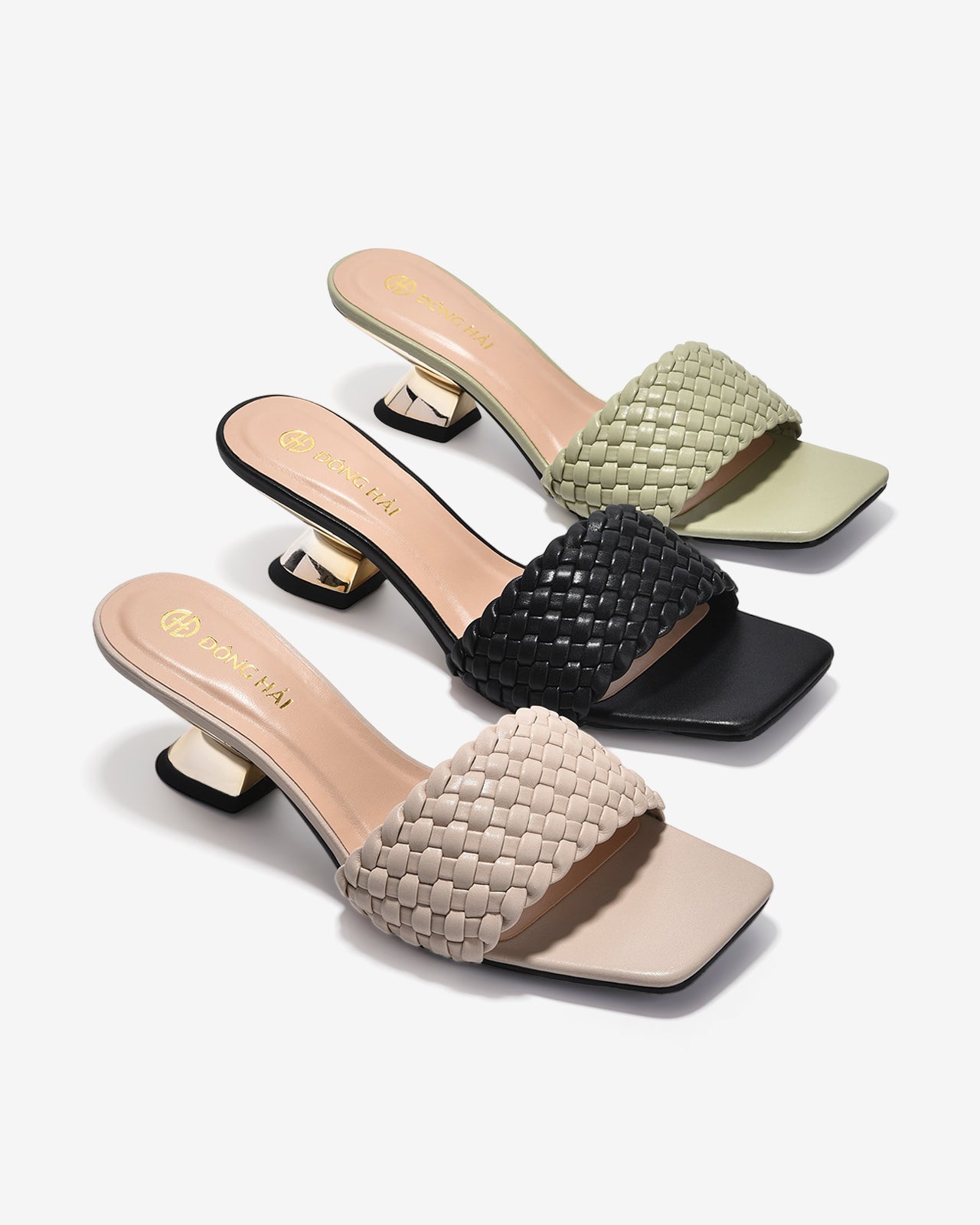 Dép Cao Gót Nữ Đông Hải Quai Đan Đế Ánh Kim-D5904-Kem Color1