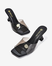 Dép Cao Gót Nữ Đông Hải Quai Bảng Ngang Dập Logo-D5910Đen Color1
