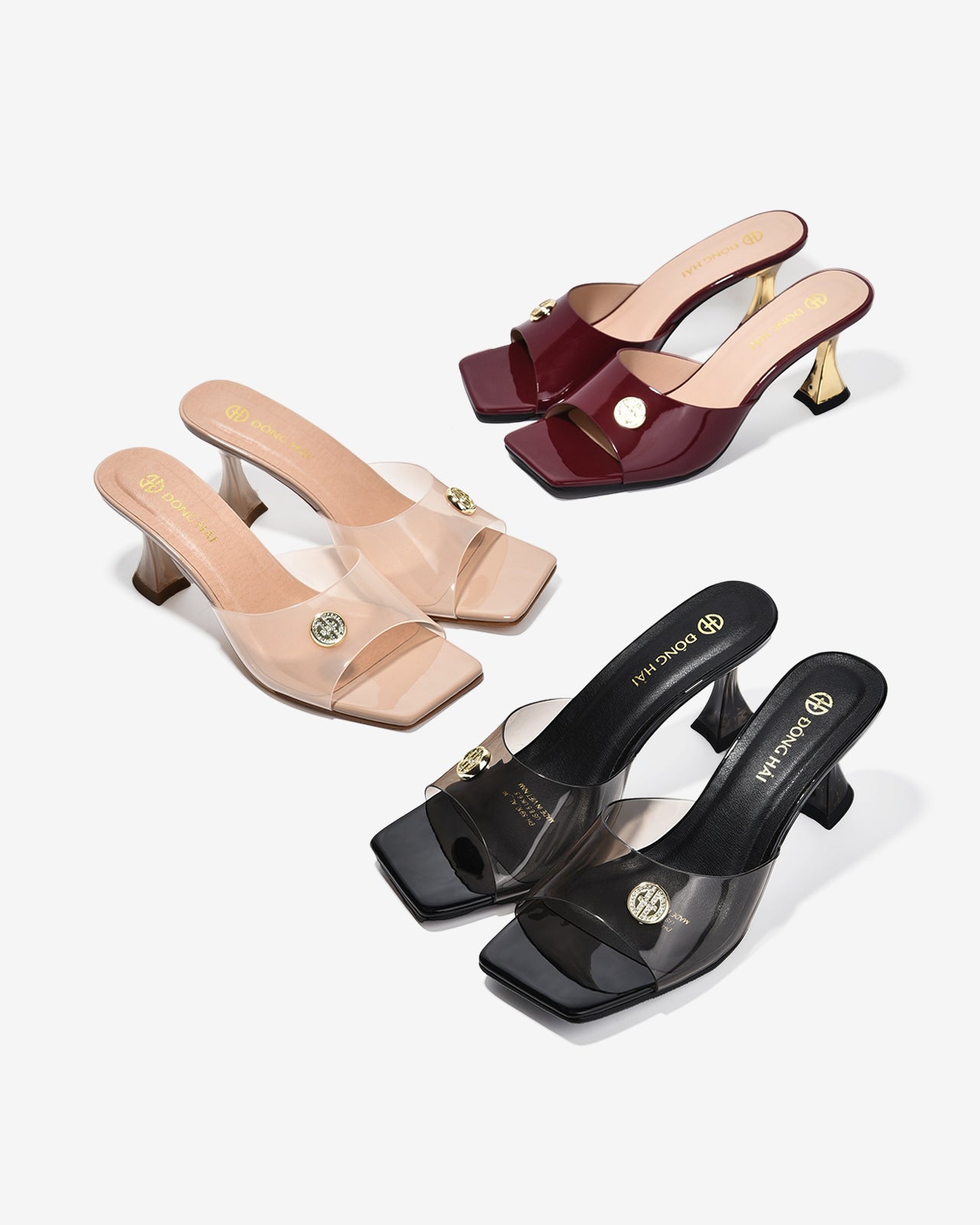 Dép Cao Gót Nữ Đông Hải Quai Bảng Ngang Dập Logo-D5910Đen Color1