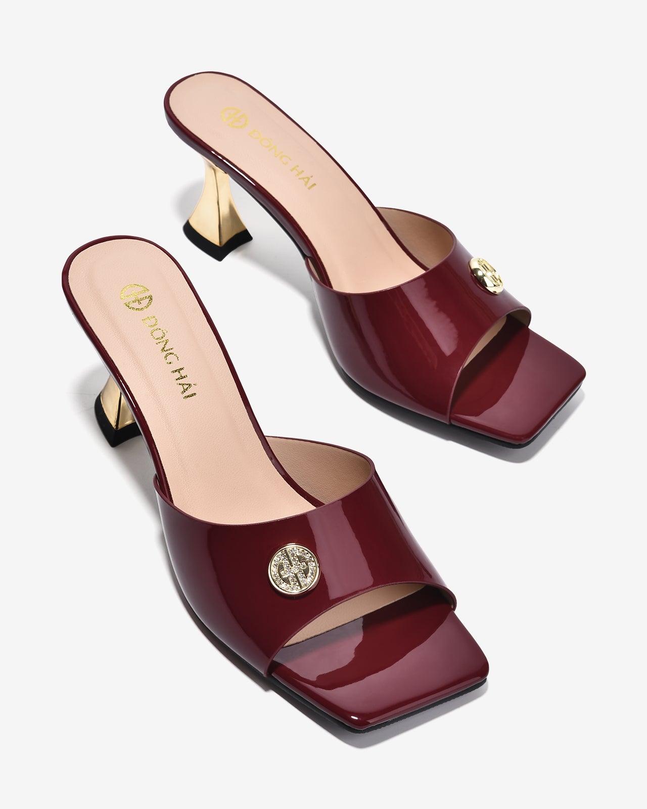 Dép Cao Gót Nữ Đông Hải Quai Bảng Ngang Dập Logo-D5910Đỏ Color1