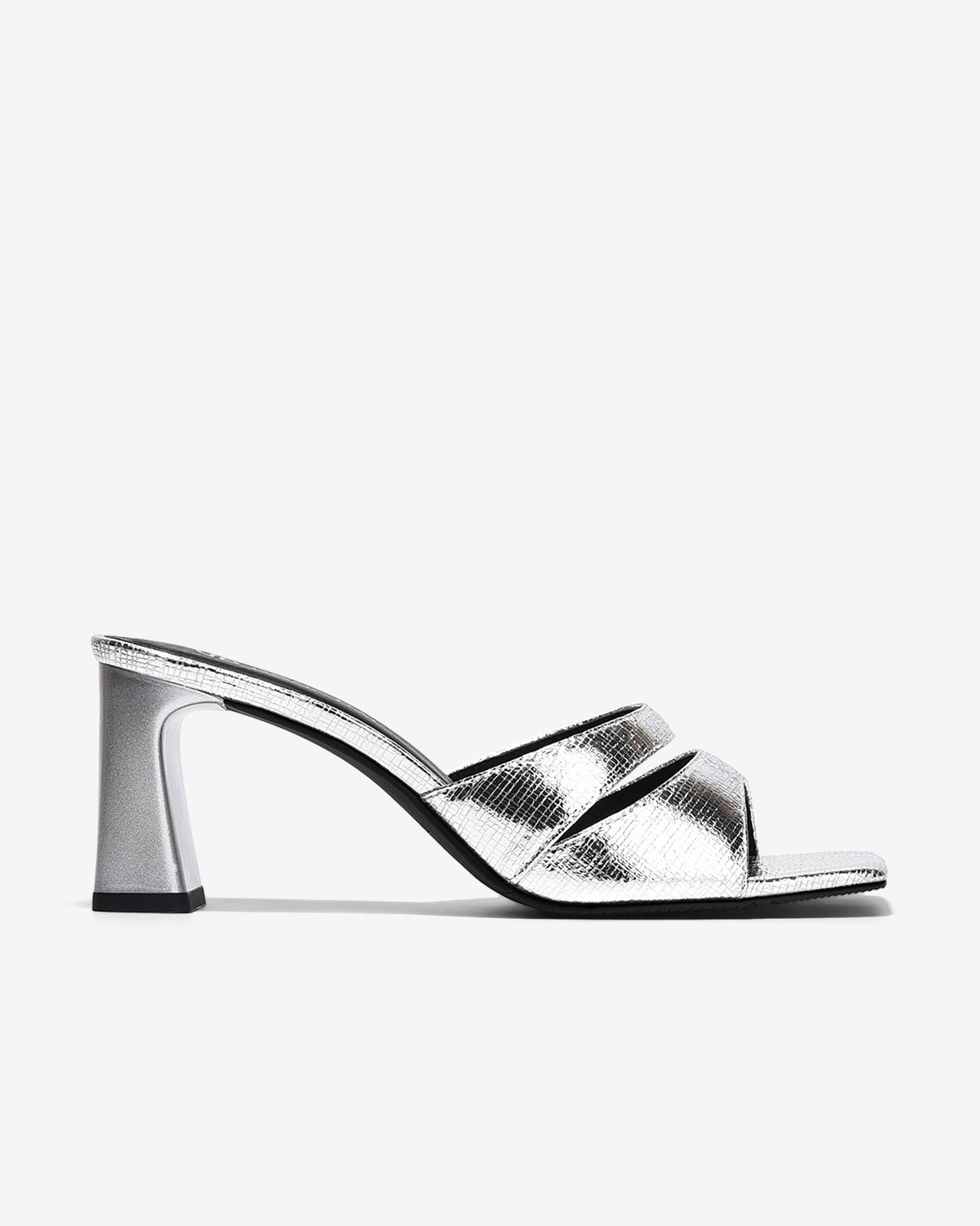 Dép Cao Gót Nữ Đông Hải Quai Ngang Cắt Phối Vân Da-D5914-Xám Color1First