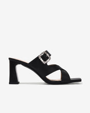Dép Cao Gót Nữ Đông Hải 8cm Quai Chéo Đính Đá-D5922Đen Color1First