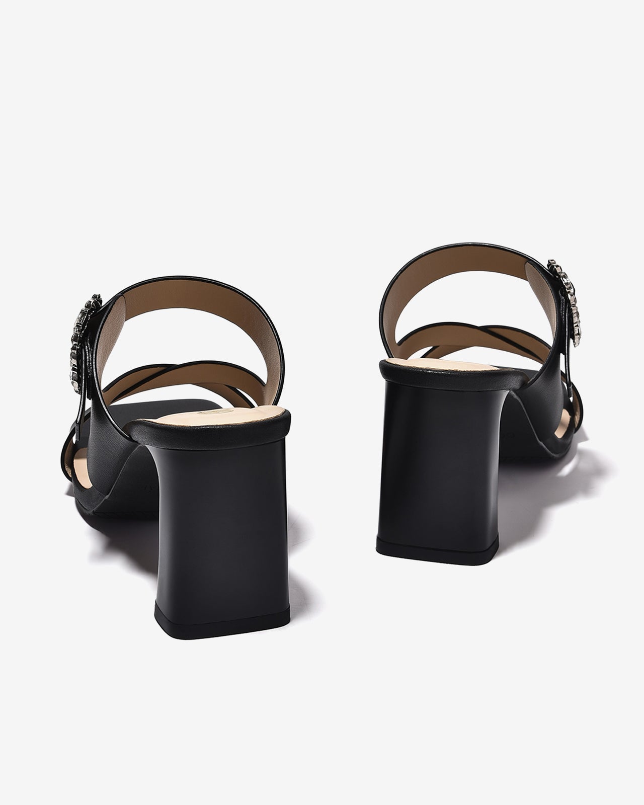 Dép Cao Gót Nữ Đông Hải 8cm Quai Chéo Đính Đá-D5922Đen Color1