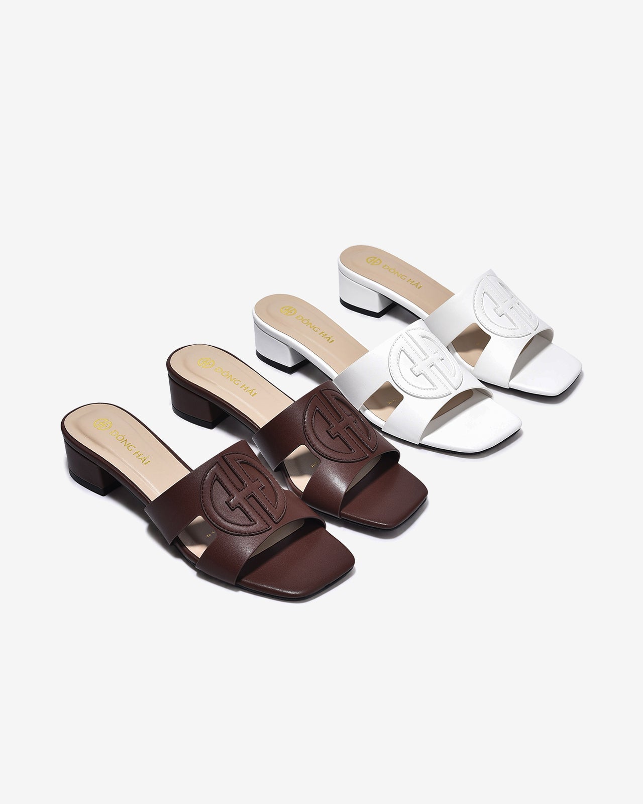 Dép Cao Gót Đông Hải Đế 4cm Dập Logo-D5925Trắng Color1