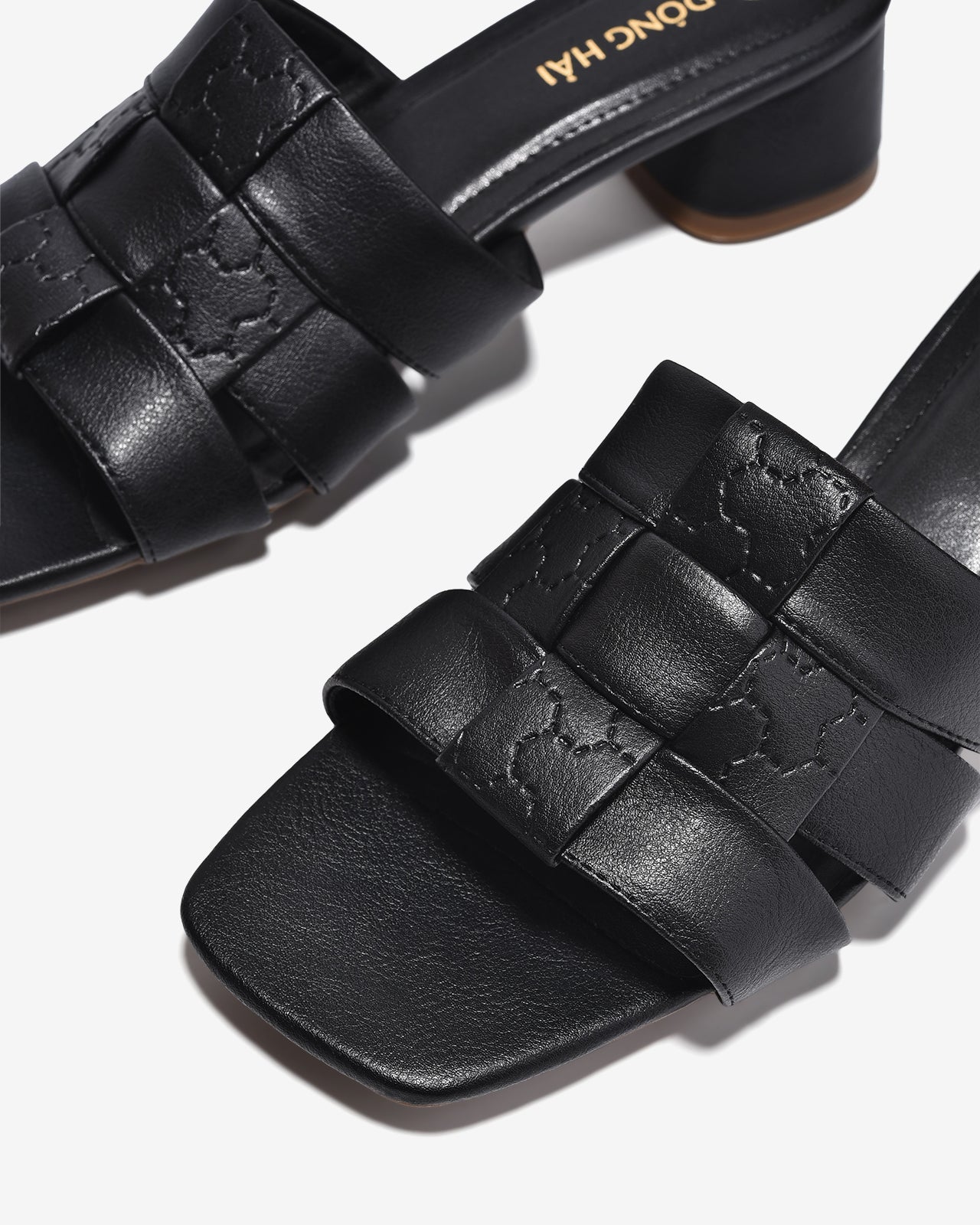 Dép Cao Gót Nữ Đông Hải Quai Đan Da Mềm-D7738-Đen Color1