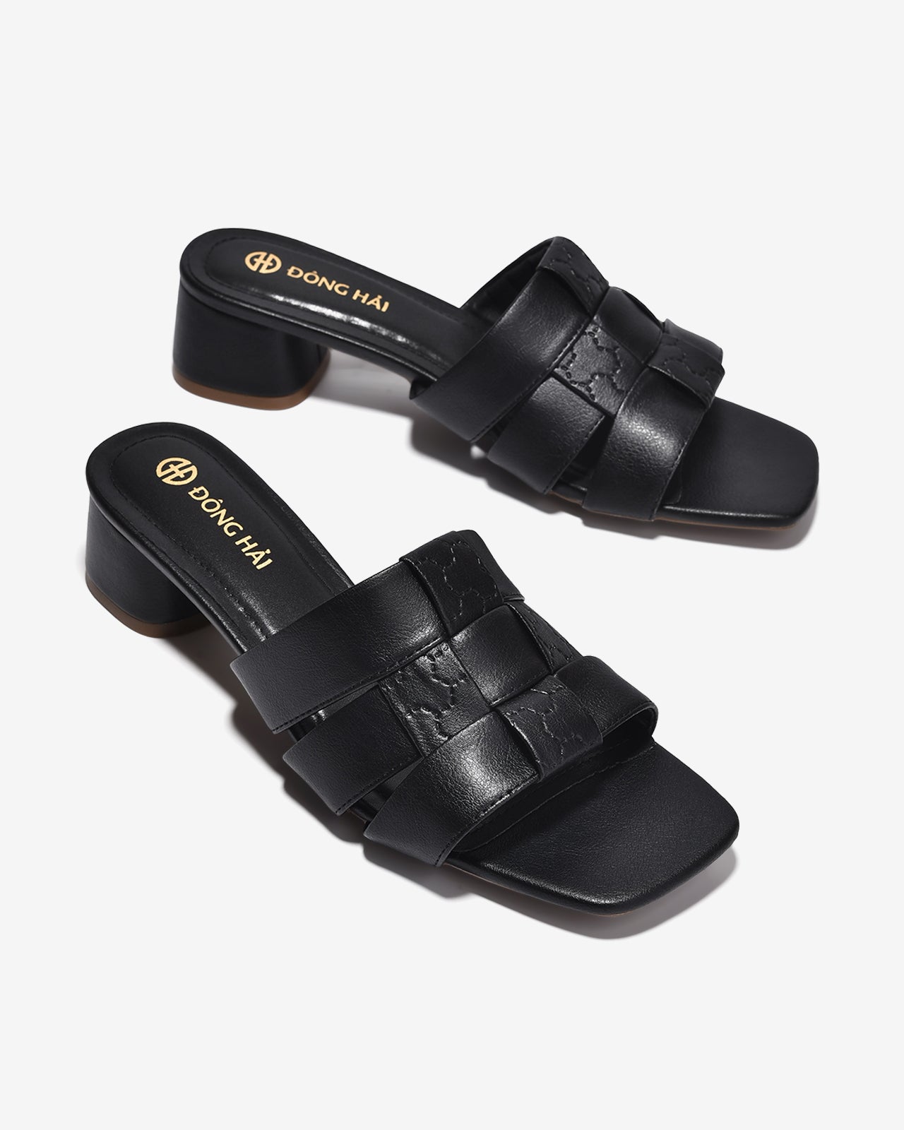 Dép Cao Gót Nữ Đông Hải Quai Đan Da Mềm-D7738Đen Color1