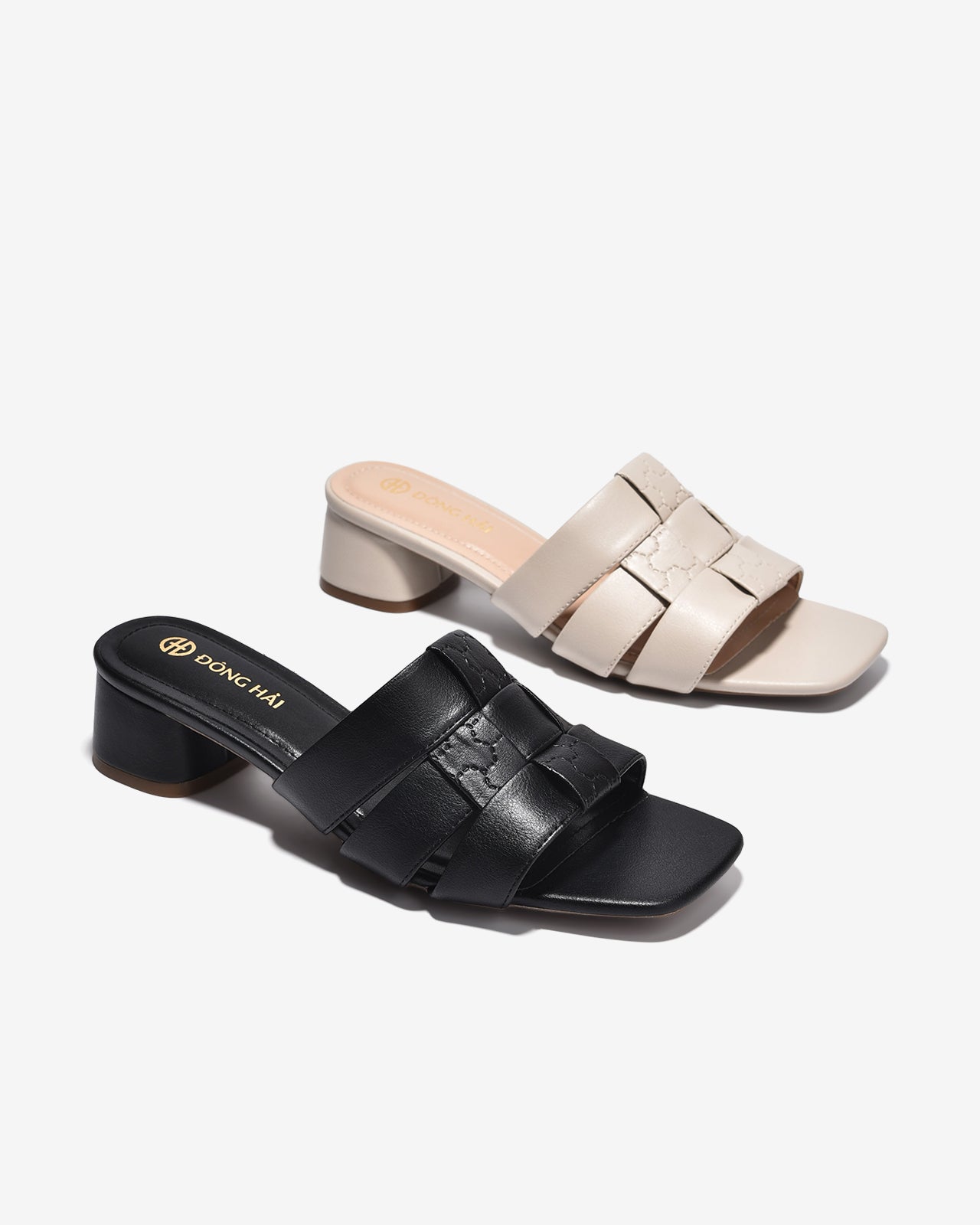 Dép Cao Gót Nữ Đông Hải Quai Đan Da Mềm-D7738-Đen Color1