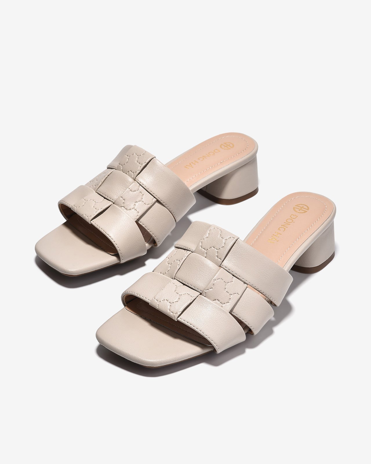 Dép Cao Gót Nữ Đông Hải Quai Đan Da Mềm-D7738Xám Color1