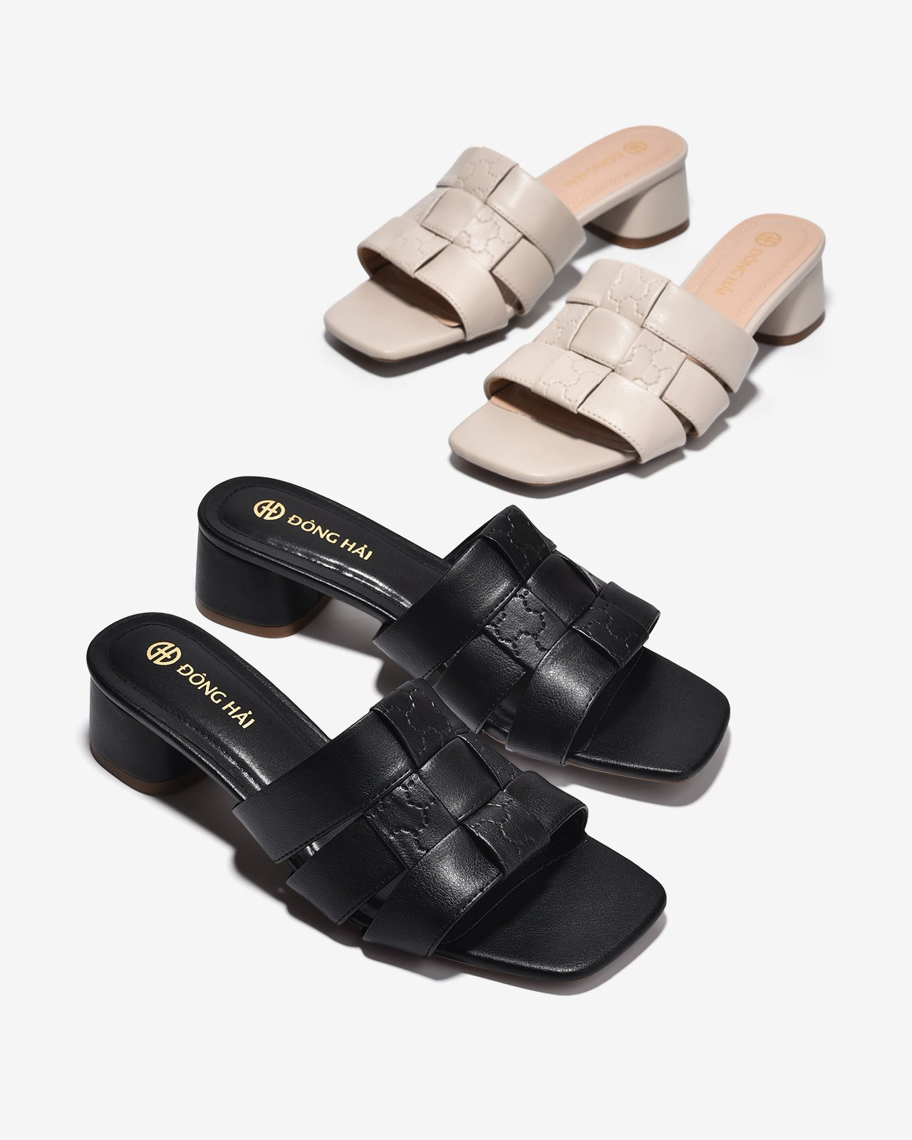 Dép Cao Gót Nữ Đông Hải Quai Đan Da Mềm-D7738Xám Color1